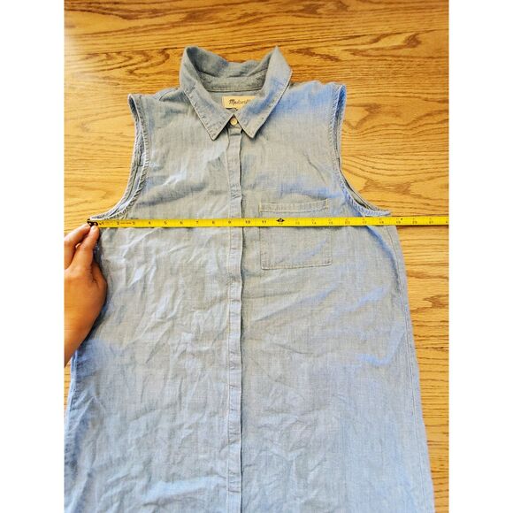MADEWELL Chambray Light Indigo Denim Sleeveless Shirt Dress M EUC - Picture 7 of 10